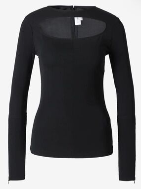 Victoria Beckham Black Cut Out Detail Long Sleeve Top NWT 8 US